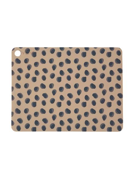 Sets de table en silicone Leopard, 2 pièces, Silicone, Brun caramel, noir, larg. 34 x long. 45 cm