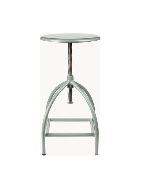 In hoogte verstelbare kruk Sire, Zitvlak: mangohout, gelakt, Frame: gecoat staal, Saliegroen, Ø 33 x H 46 cm