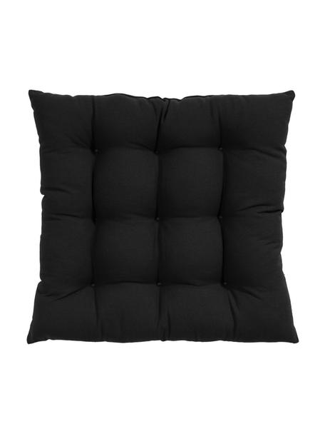Cojín para silla de algodón Ava, Funda: 100% algodón, Negro, An 40 x L 40 cm