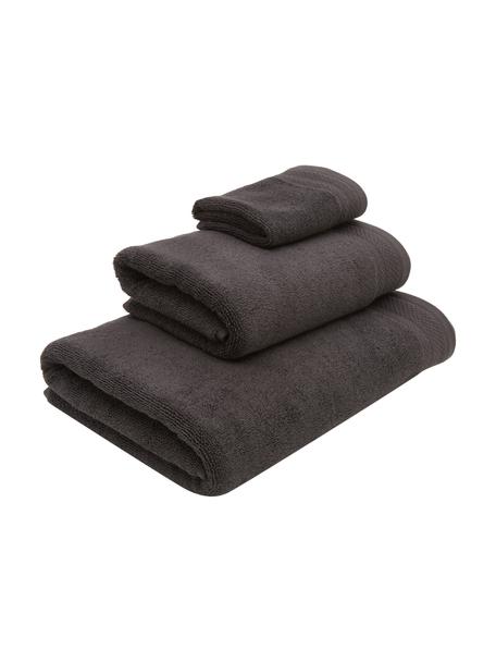 Komplet ręczników z bawełny organicznej Premium, 3 elem., Antracytowy, Komplet z różnymi rozmiarami
