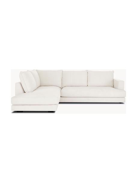 Sofa narożna Tribeca, Tapicerka: 100% poliester Dzięki tka, Stelaż: lite drewno sosnowe, Nogi: lite drewno bukowe, lakie, Kremowobiała tkanina, S 274 x G 192 cm, prawostronna