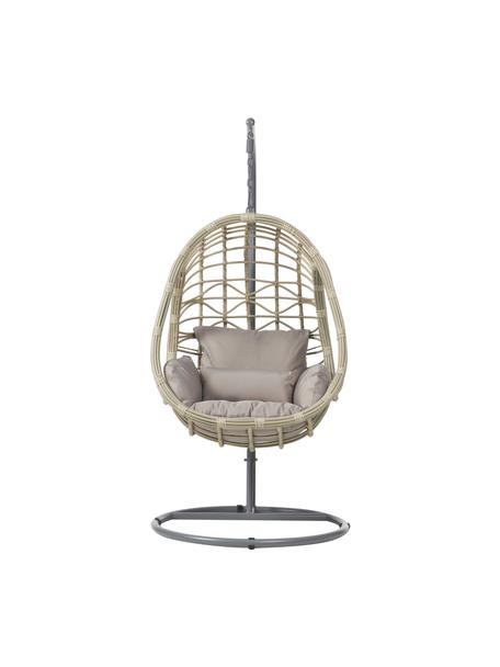 Fotel wiszący na stelażu Torres, Stelaż: stal malowana proszkowo, Beżowy, szary, S 92 x W 193 cm