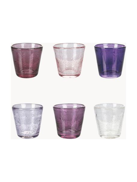 Set de vasos de chupito con burbujas de aire Cancun, 6 uds., Vidrio, Lila, Ø 6 x Al 6 cm, 70 ml