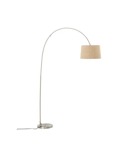 Lampada da terra grande ad arco Laurence, Paralume: miscela di cotone, Base della lampada: metallo spazzolato, Beige, argentato, Ø 40 x Alt. 188 cm