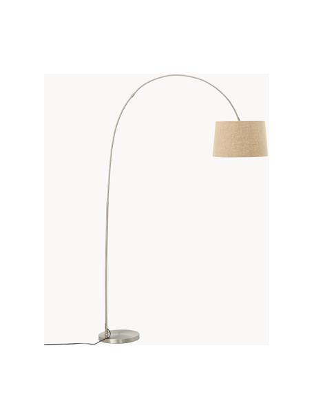 Grand lampadaire arc Laurence, Beige, argenté, haut. 188 cm
