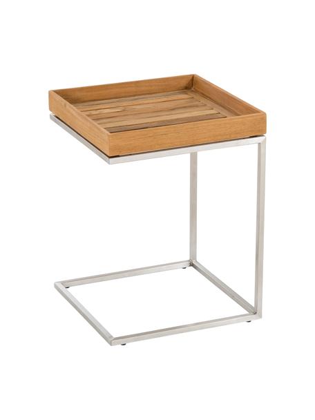 Balkonový stolek s teakovou deskou Pizzo, Teakové dřevo, nerezová ocel, Š 40 cm, V 52 cm