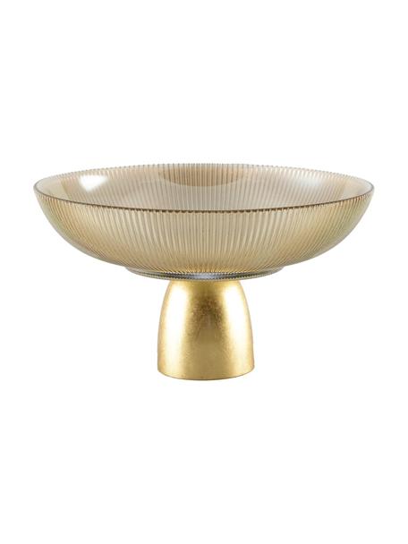 Grosse Deko-Schale Luster, Schale: Glas, Sockel: Metall, Bernsteonfarben, Goldfarben, Ø 25 cm