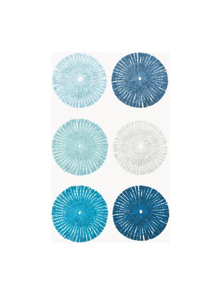 Sets de table faits à la main Tovaglietta, 6 élém., Papier, Tons turquoise et bleus, Ø 38 cm