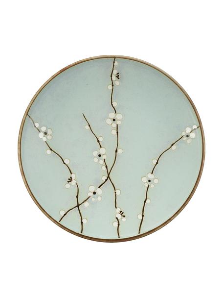 Ručně vyrobený mělký talíř z kameniny Soshun, 4 ks, Kamenina, Zelená, hnědá, bílá, Ø 26 cm