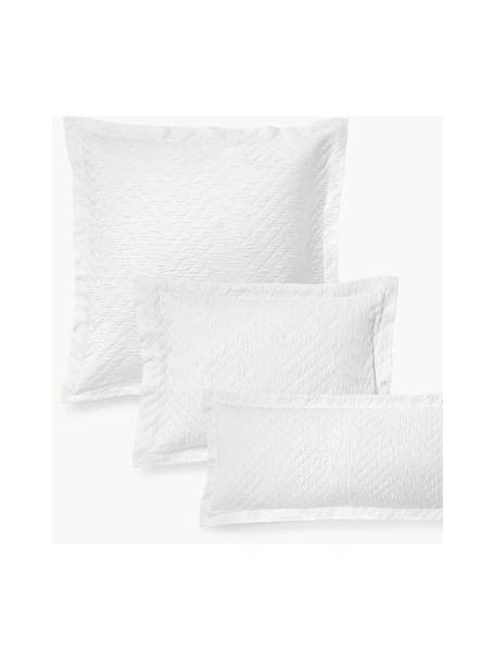 Funda de almohada de algodón texturizado con dobladillo Elinor, Reverso: tejido renforcé Densidad , Blanco, An 50 x L 70 cm