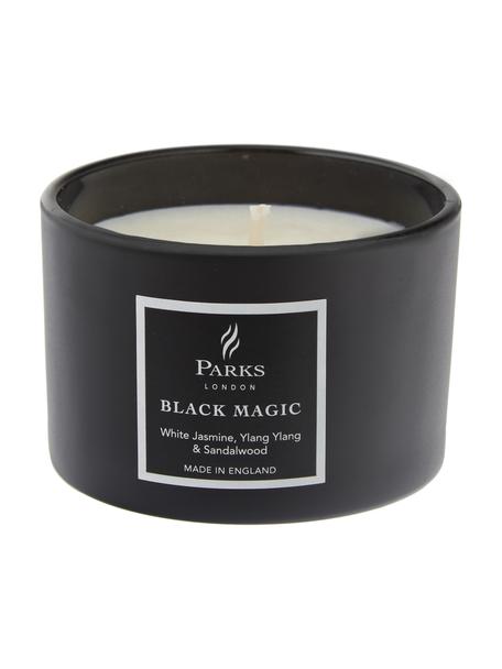 Kleine Duftkerze Black Magic (Weißer Jasmin, Ylang Ylang & Patchouli), Behälter: Glas, Schwarz, Weiß, Ø 7 x H 5 cm