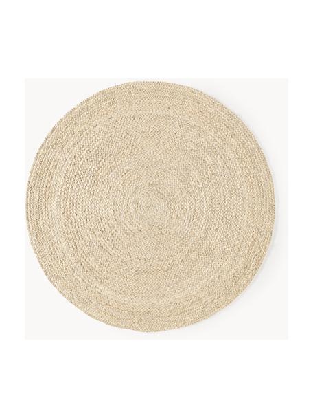 Runder Jute-Teppich Sharmila, handgefertigt, 100 % Jute, Off White, Ø 120 cm (Größe S)