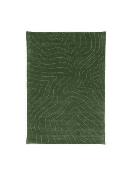 Tappeto in lana fatto a mano Aaron, Retro: 100% cotone Nel caso dei , Verde scuro, Larg. 160 x Lung. 230 cm (taglia M)