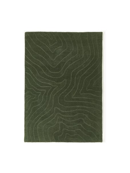 Tapis en laine tuftée main Aaron, Vert foncé, larg. 80 x long. 150 cm (taille XS)