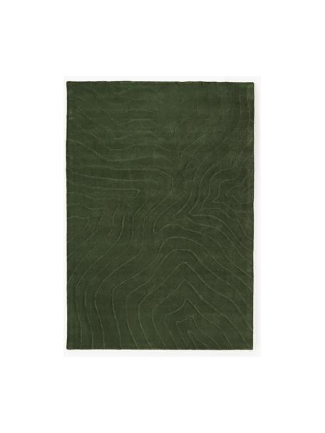 Tapis en laine tuftée main Aaron, Vert foncé, larg. 80 x long. 150 cm (taille XS)