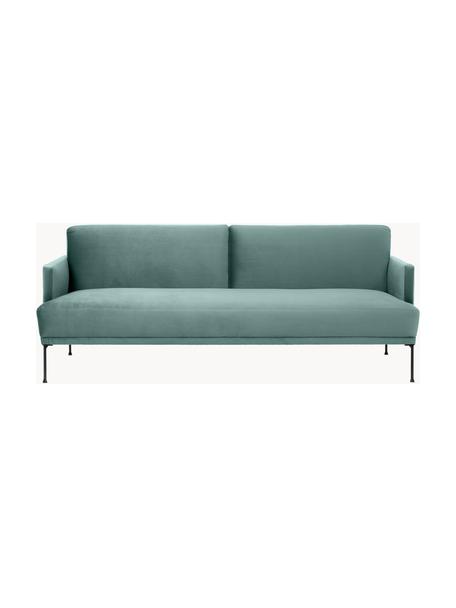 Divano letto 3 posti in velluto Fluente, Rivestimento: velluto (rivestimento in , Struttura: legno di pino massiccio, Piedini: metallo laccato a polvere, Velluto color petrolio, Larg. 220 x Prof. 88 cm
