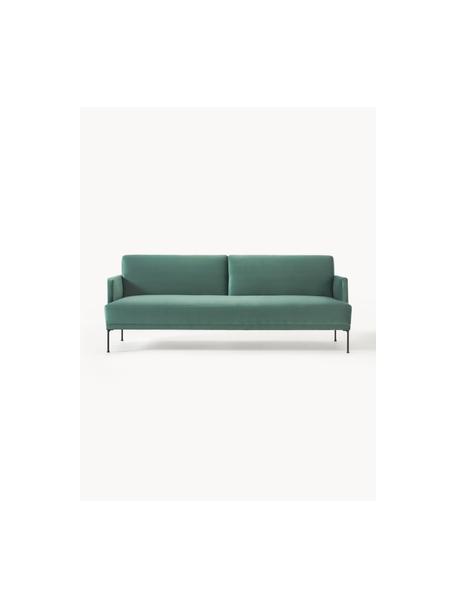 Sofa rozkładana z aksamitu Fluente (3-osobowa), Tapicerka: aksamit (wysokiej jakości, Stelaż: lite drewno sosnowe z cer, Nogi: metal malowany proszkowo, Petrol aksamit, S 220 x G 88 cm