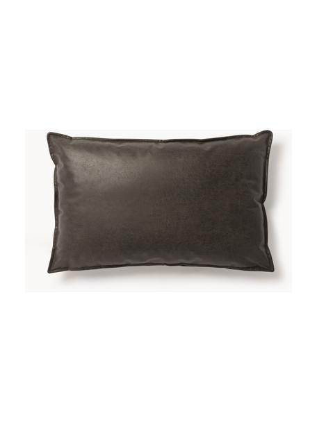 Cojín de cuero reciclado sofá Lennon, Funda: 70% cuero, 30% poliéster , Cuero gris pardo, An 50 x L 80 cm