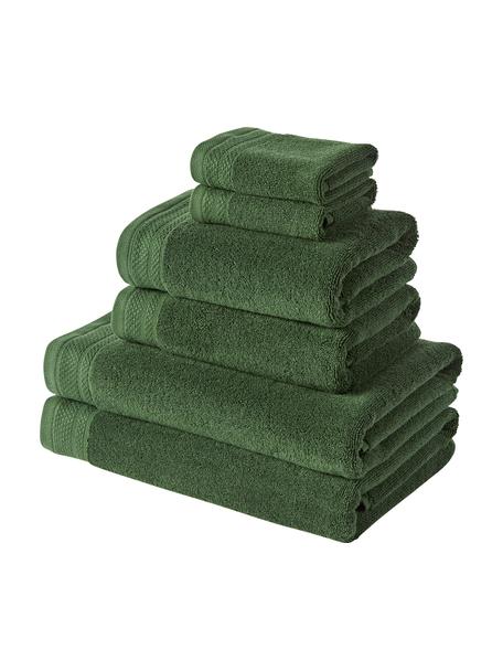 Handdoekenset Premium van biokatoen, 6-delig, 100% biologisch katoen, GOTS-gecertificeerd
Zware kwaliteit, 600 g/m²

Het materiaal dat in dit product wordt gebruikt, is getest op schadelijke stoffen en gecertificeerd volgens STANDARD 100 door OEKO-TEX®, IS025 189577, OETI., Donkergroen, Set met verschillende formaten