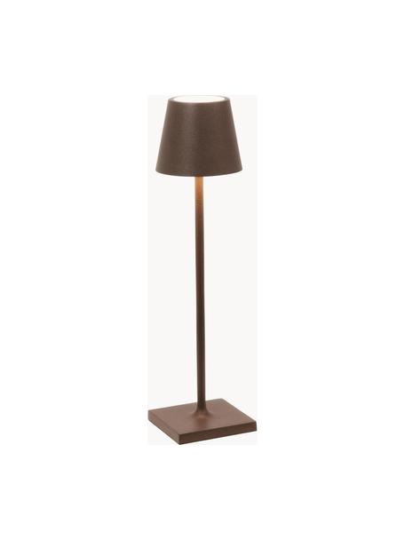 Lampa stołowa LED z funkcją przyciemniania Poldina, Ciemny brązowy, matowy, Ø 7 x W 27 cm