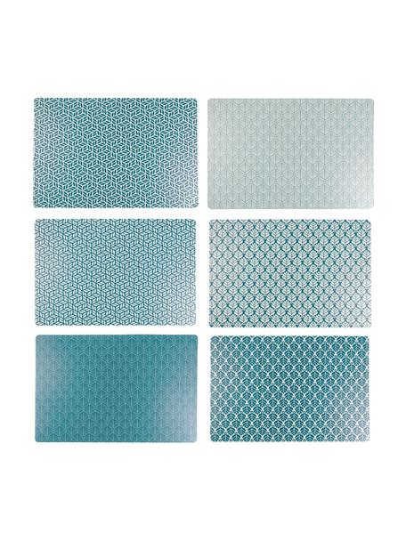 Kunststoff-Tischsets Bali Leaf, 6er Set, PVC-Kunststoff, Blau, Weiss, B 30 x L 45 cm