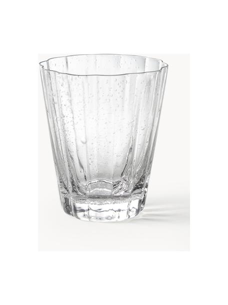Mondgeblazen waterglazen Scallop Glasses met groefstructuur, 4 stuks, Mondgeblazen glas, Transparant, Ø 8 x H 10 cm