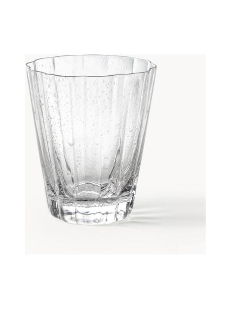 Mundgeblasene Wassergläser Scallop Glasses mit Rillenstruktur, 4 Stück, Transparent, Ø 8 x H 10 cm, 230 ml