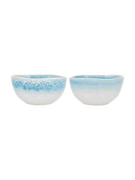 Ručně vyrobená miska s ručně provedenou glazurou Amalia, 2 ks, Keramika, Světle modrá, krémově bílá, Ø 14 cm, V 7 cm
