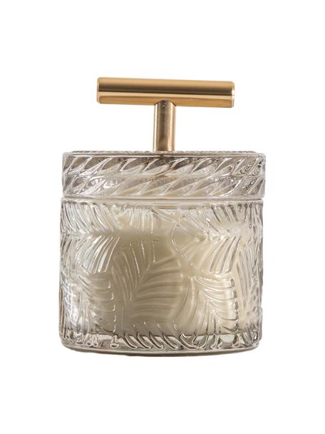 Candela profumata Theo (legno di sandalo), Contenitore: vetro, Coperchio: rame, Grigio, rame, Ø 9 x Alt. 12 cm