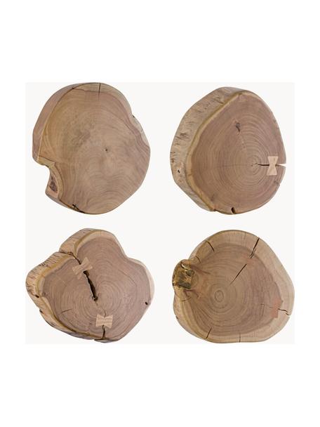 Wandobjecten Eneas van acaciahout, set van 4, Acaciahout, Donker hout, Ø 35 x H 5 cm