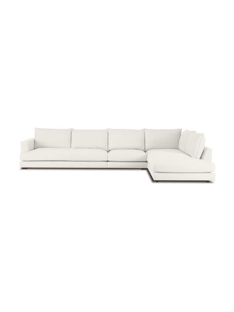 XL hoekbank Tribeca, Bekleding: polyester Met 25.000 schu, Frame: massief grenenhout, Poten: massief beukenhout, gelak, Geweven stof beige, B 405 x D 228 cm, hoekdeel links