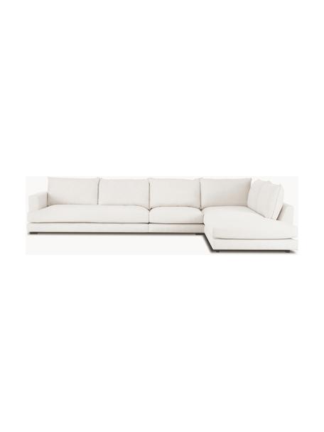 Sofa narożna XL Tribeca, Tapicerka: poliester Dzięki tkaninie, Stelaż: lite drewno sosnowe, Nogi: lite drewno bukowe, lakie, Kremowobiała tkanina, S 405 x G 228 cm, lewostronna