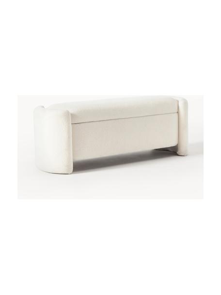 Banc bouclette avec rangement Benji, Bouclette blanc crème, larg. 140 x haut. 50 cm