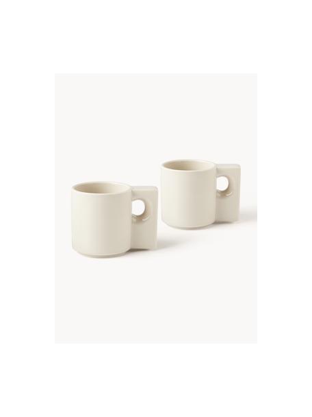 Porseleinen mokken Aiko, 2 stuks, Porselein, Gebroken wit, Ø 9 x H 9 cm, 320 ml