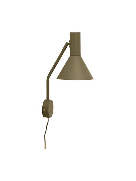 Verstelbare design wandlamp Lyss, Lamp: metaal, gecoat, Kakigroen, D 18 x H 42 cm