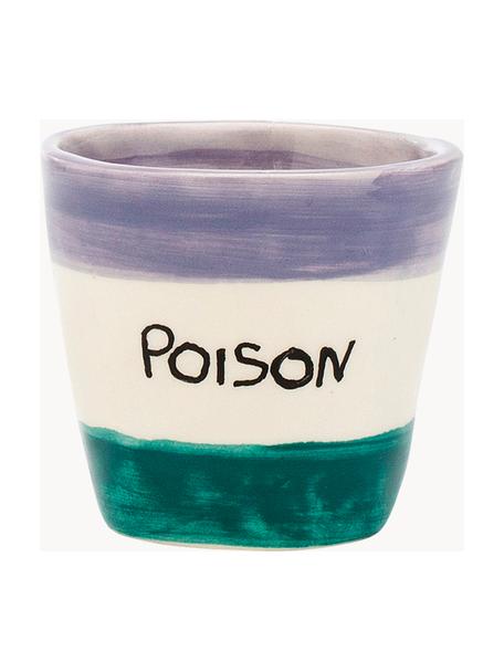 Handbeschilderde espressokopje Poison, 6 stuks, Keramiek, Lavendel, gebroken wit, zwart, groenblauw, Ø 7 x H 6 cm, 80 ml