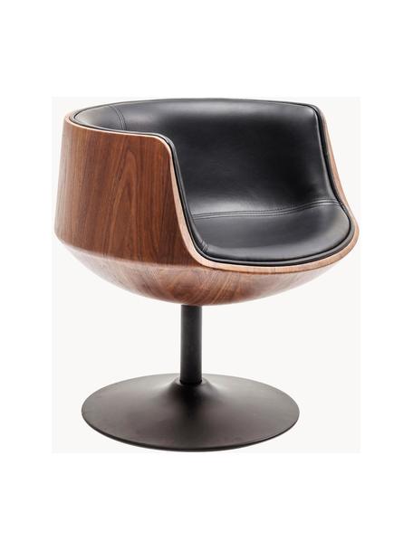 Silla giratoria Club, estilo retro, Tapizado: cuero sintético (100% tel, Asiento: fibra de vidrio, tablero , Marrón, negro, An 62 x F 61 cm