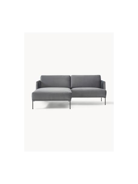 Kleines Samt-Ecksofa Fluente, Bezug: Samt (100 % Polyester) De, Gestell: Massives Kiefernholz, Bir, Samt Dunkelgrau, B 198 x T 152 cm, Eckteil links