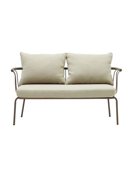 Canapé lounge de jardin 2 places Jay, Tissu beige, brun, larg. 135 x prof. 70 cm