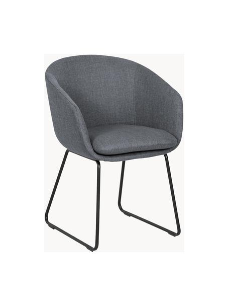 Čalouněná židle s područkami Juri, Tmavě šedá, Š 55 cm, H 57 cm