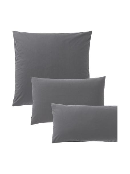 Taie d'oreiller en percale de coton Elsie, Gris foncé, larg. 50 x long. 70 cm