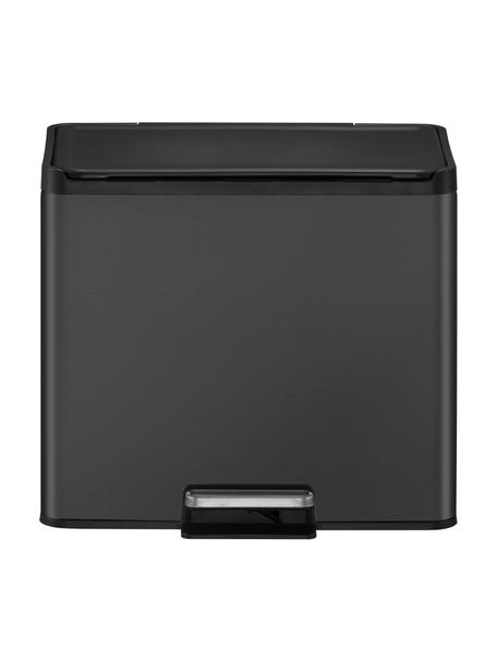 Pattumiera con funzione pedale Essential, 20 L + 9 L, Contenitore: acciaio inossidabile rive, Coperchio: plastica, Nero, Larg. 46 x Alt. 41 cm, 20 L + 9 L