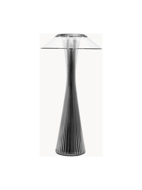 Lámpara de mesa pequeña LED Space, portátil, Plástico, Negro metálico, Ø 15 x Al 30 cm