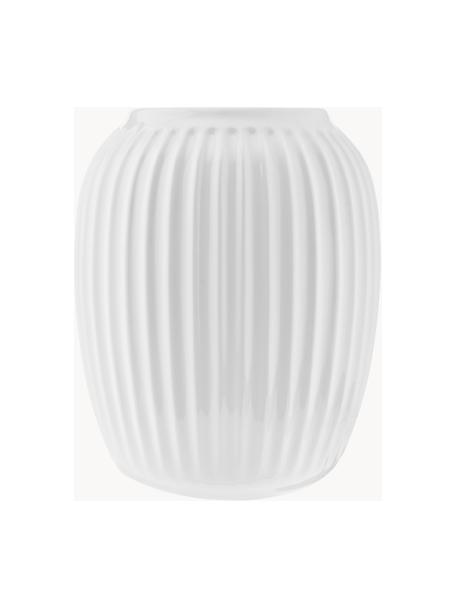 Handgefertigte Porzellan-Vase Hammershoi, H 20 cm, Porzellan, Weiss, Ø 17 x H 20 cm