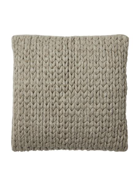 Funda de cojín artesanal de punto grueso Adyna, 100% acrílico, Gris pardo, An 45 x L 45 cm