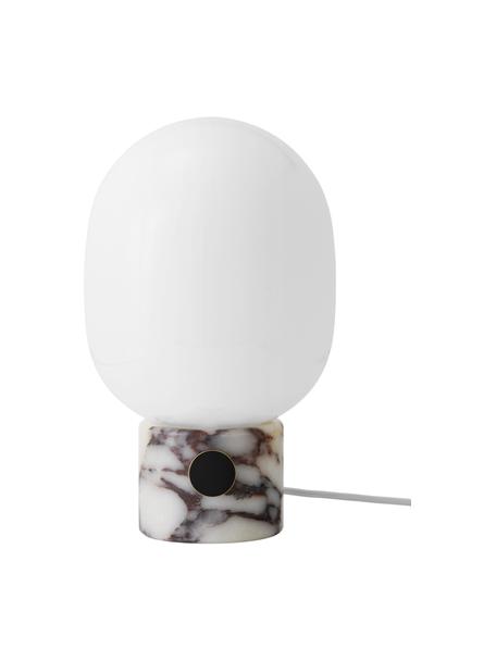 Lampada da tavolo dimmerabile con porta USB Viola, Paralume: vetro, Base della lampada: marmo, Marmo grigiastro, bianco, Ø 19 x Alt. 32 cm
