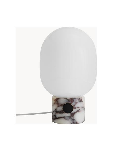 Lámpara de mesa pequeña regulable JWDA, Pantalla: vidrio, Cable: cubierto en tela, Blanco, mármol gris, Ø 19 x Al 32 cm