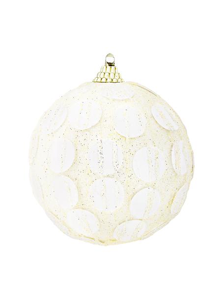 Bolas de Navidad irrompibles Swan, Ø 8 cm, 12 uds., Plástico, Blanco crema, dorado, Ø 8 cm