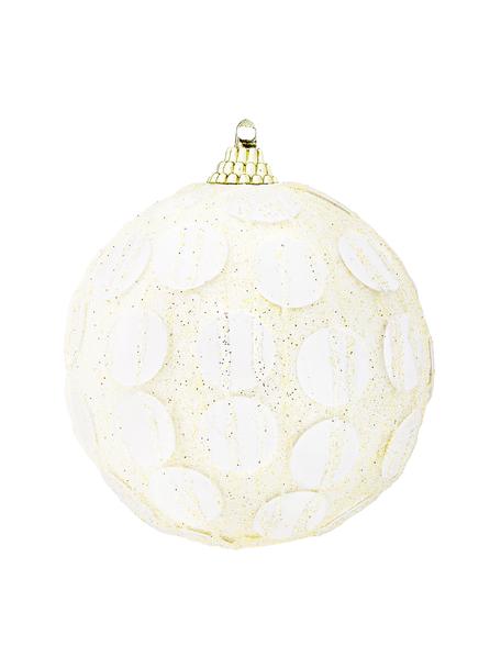 Boules de Noël incassables Swan Ø 8 cm, 12 pièces, Plastique, Blanc crème, couleur dorée, Ø 8 cm