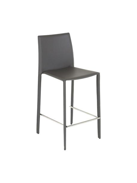Kožená barová stolička Boréalys, 2 ks, Koža sivá, Š 44 x V 98 cm